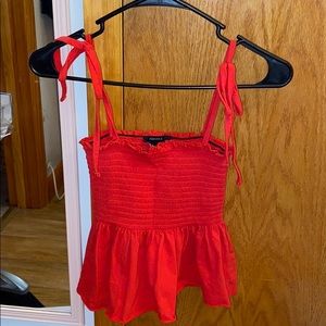 Cropped tie red shirt forever 21
